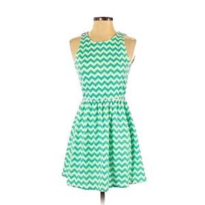 Turquoise Chevron Pattern Mini Dress